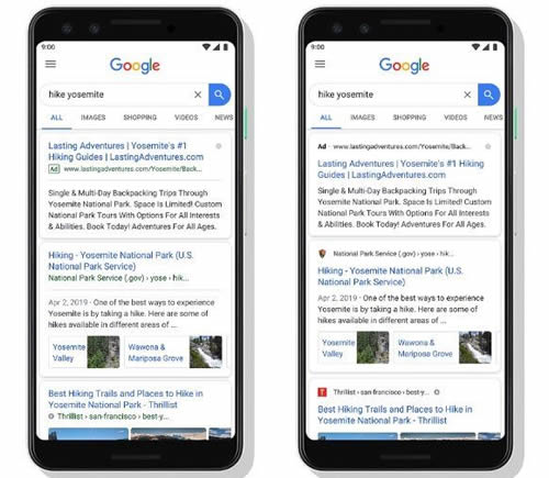 Google自然搜索結果頁面有新變化
